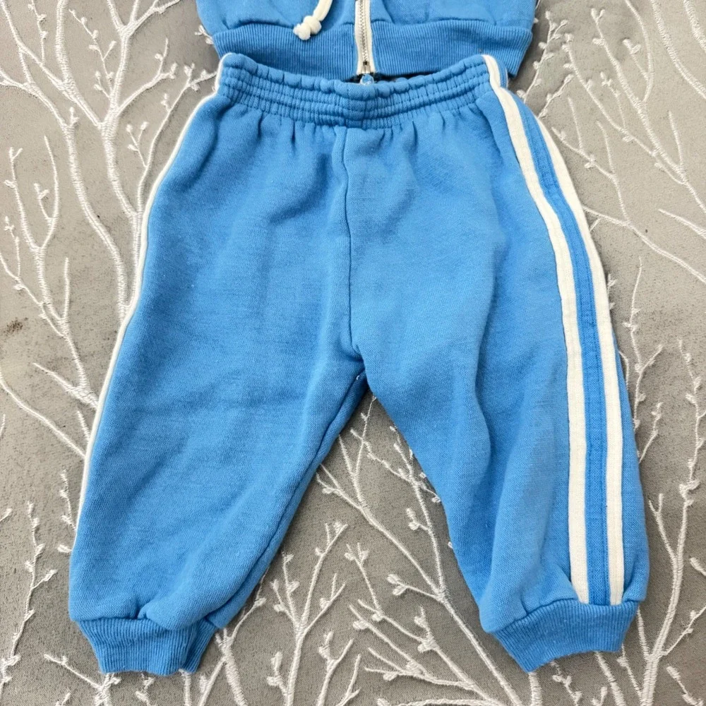 Vintage ShirTees Blue Acrilan Tracksuit Set 9 Mnths Made in USA Zip Hoodie Pants